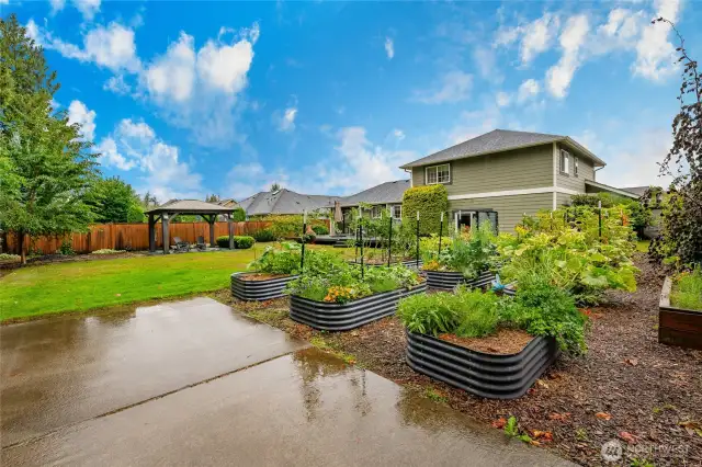 Shed, patio slab & gardens galore in this corner of your huge yard
