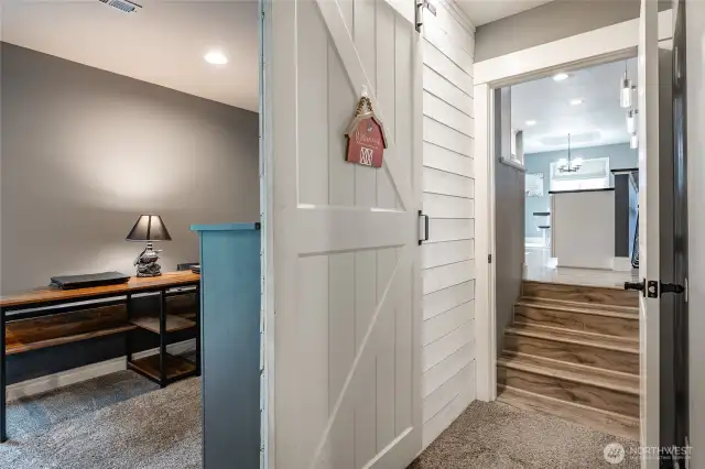 Downstairs bonus/flex room w/barn door for privacy