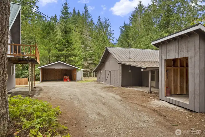 Practical wood storage shed offering extra space for outdoor essentials.