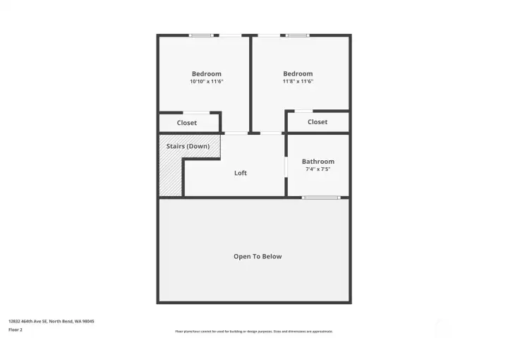 Well-designed upstairs floor plan highlights two bedrooms, loft, remodeled bath, and an inviting deck.