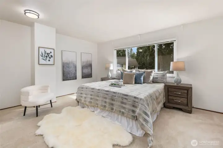 Spacious master bedroom with 2 closets (one walk in and one regular)