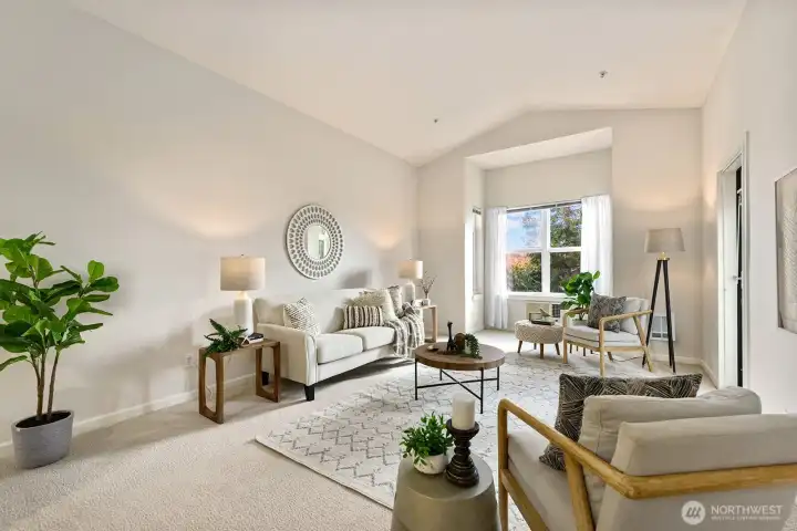 Sweet bump out window area for readingand relaxing.