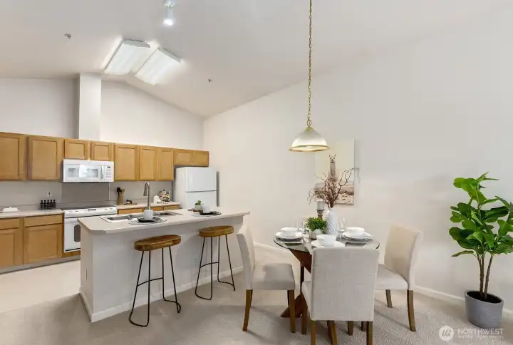 Kitchen features dining space for formal or informak dining.