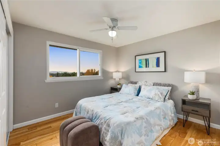 Upstair 2nd bedroom with view of the Puget Sound