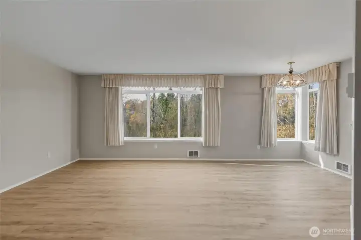 Living room with large picture windows