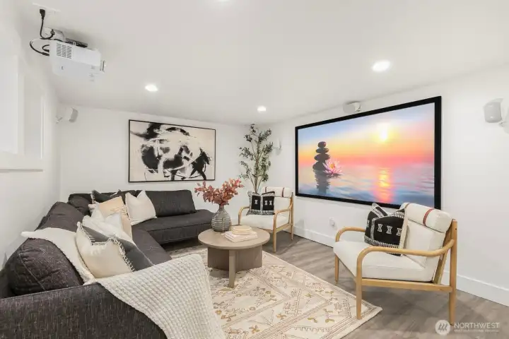What a fun space to cozy up and watch movies!