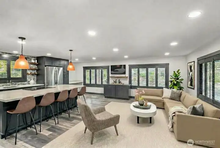 Living room, kitchen. A fabulous great room!