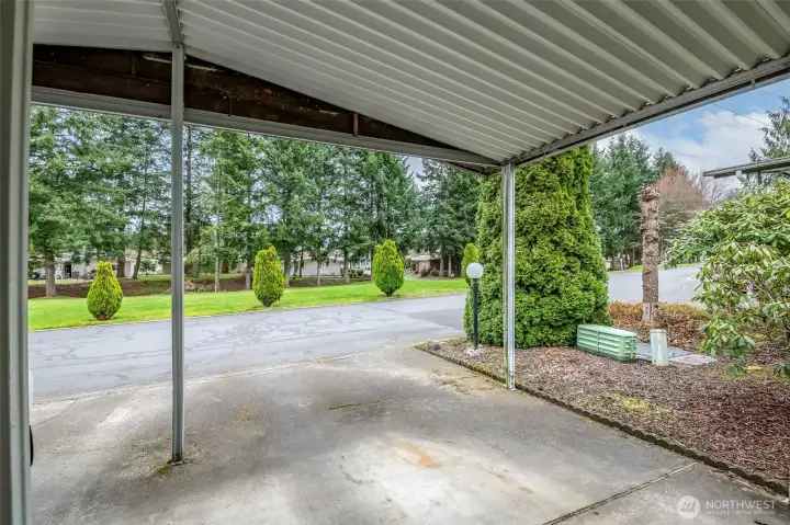Double carport looking at the golf course