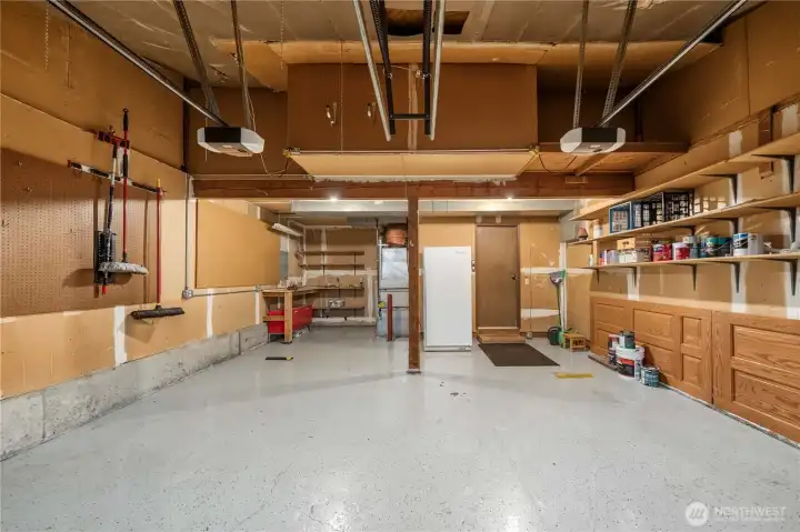 Large garage with tons of storage space!