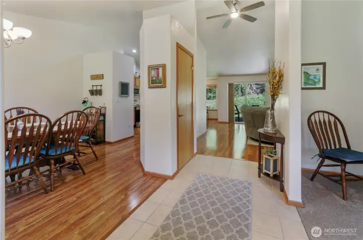 Front hall closet in entry - and valuted ceilings