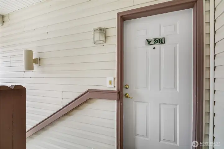 Up 16 stairs to the entrance