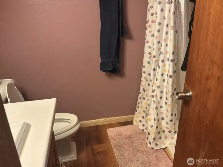 bath with shower downstairs