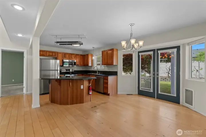 dining space with french doors out to the backyard dining space with french doors out to the backyard