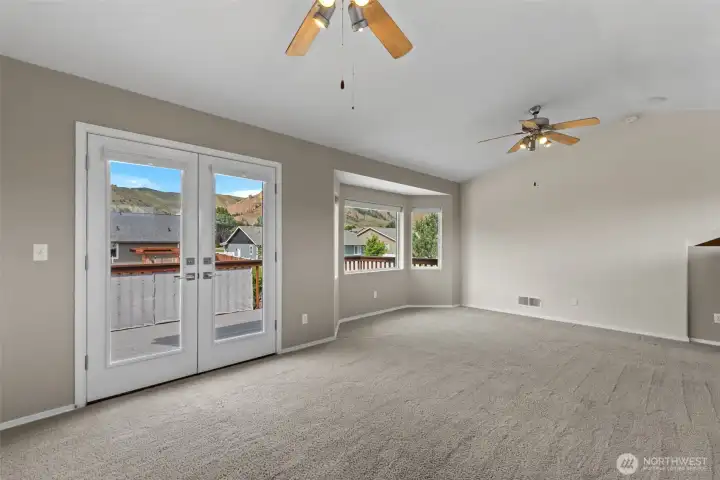 Loft Space with french doors out to upper deck Loft Space with french doors out to upper deck