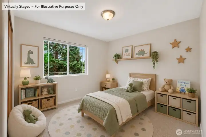 Guest room number two, overlooks the front yard facing south.