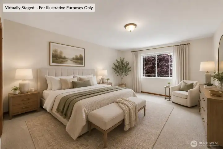 Primary suite is very large, it will fit all of your furniture without an issue.
