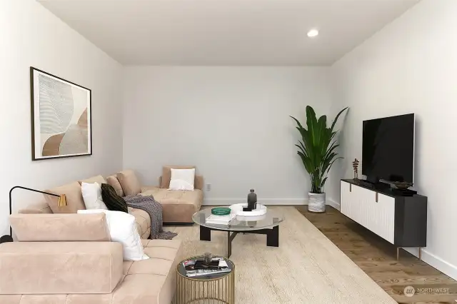 Family room virtually staged