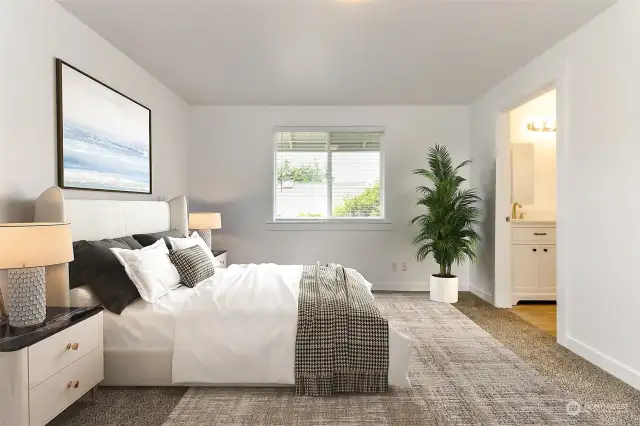 Spacious primary with virtual staging