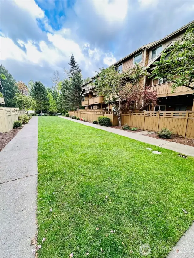 Townhome overlooks the open greenspace in Hillcrest Village.