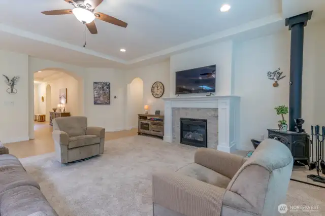 Living Room-Gas Fireplace and Wood Stove