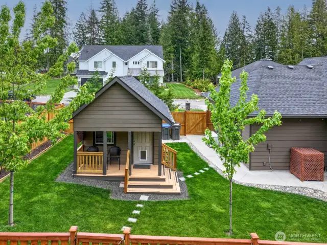 Studio with fenced side yard