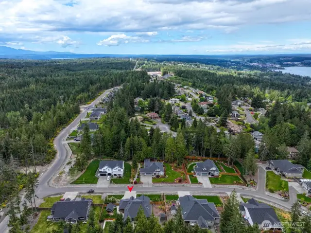 Aerial view looking north to Silverdale