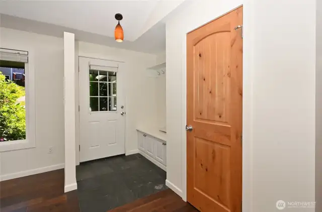 A stone entryway welcomes guests.