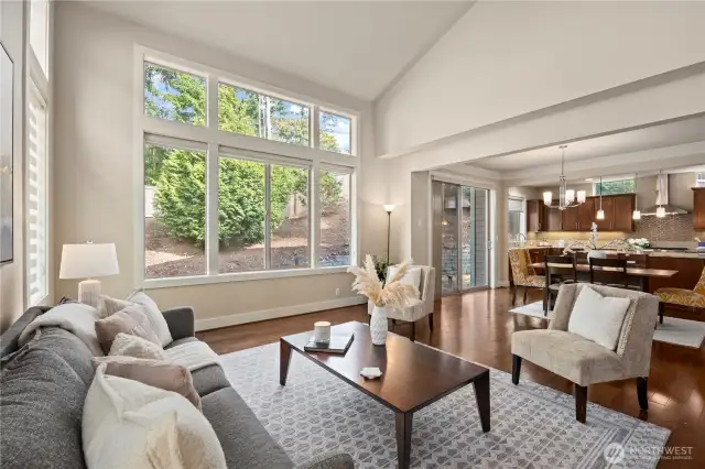 Enjoy morning light in your living, dining, kitchen area