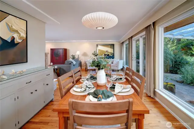Formal dining area with views of the backyard.