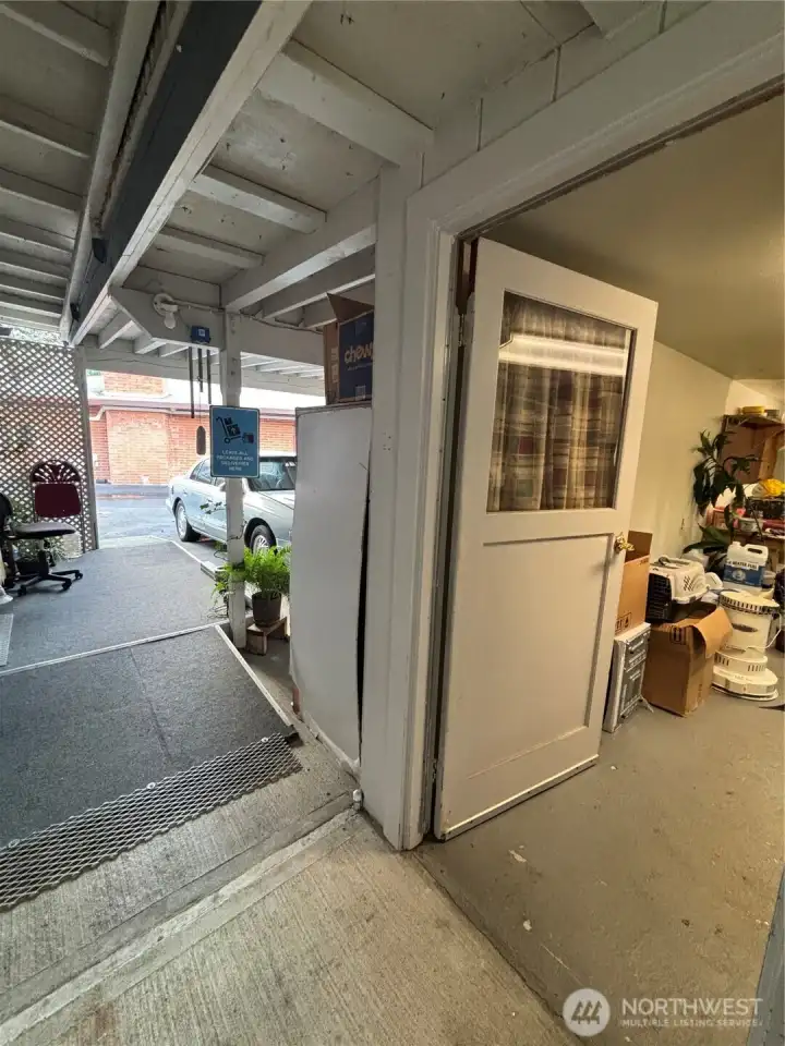 Entry to Storage Room attached to Carport