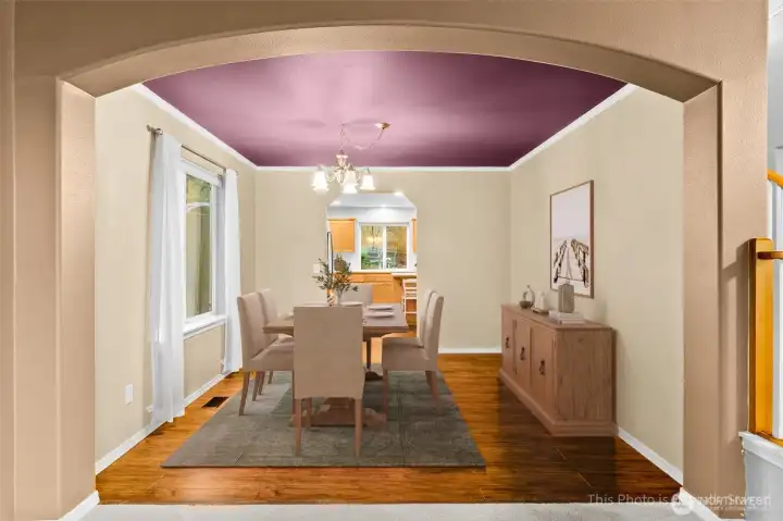 With both formal and informal dining rooms, there is plenty of space to entertain a crowd. This room is virtually staged