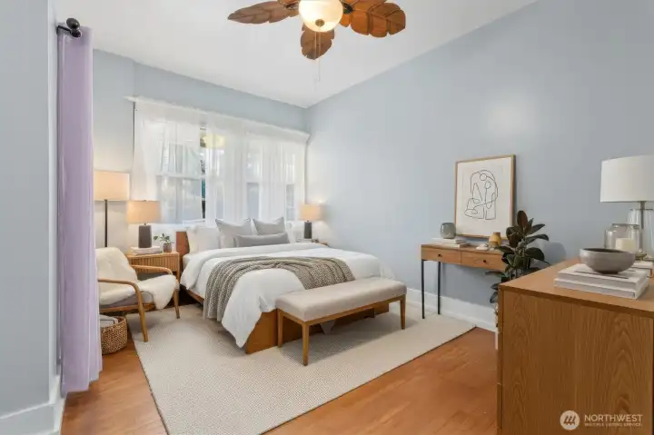 Primary bedroom virtually staged