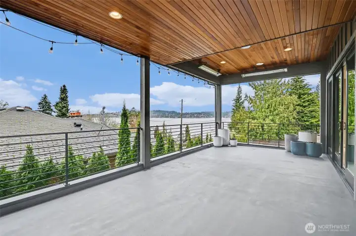 Whether savoring the views or entertaining guests, this covered patio also features built-in heaters for cozy winter nights.