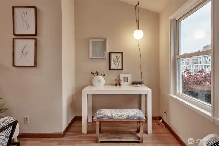 A little nook for work or study tucked in the living area