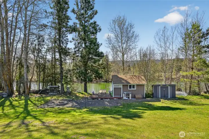 Off grid cabin by lake.