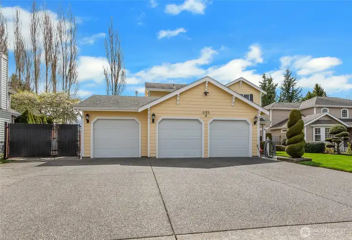 Large three car garage with shop space plus additional off street parking!