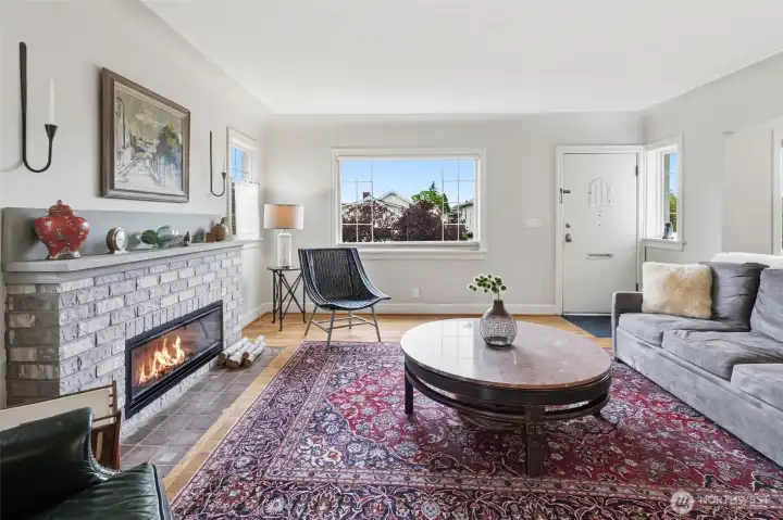 Clean and cozy electric fireplace