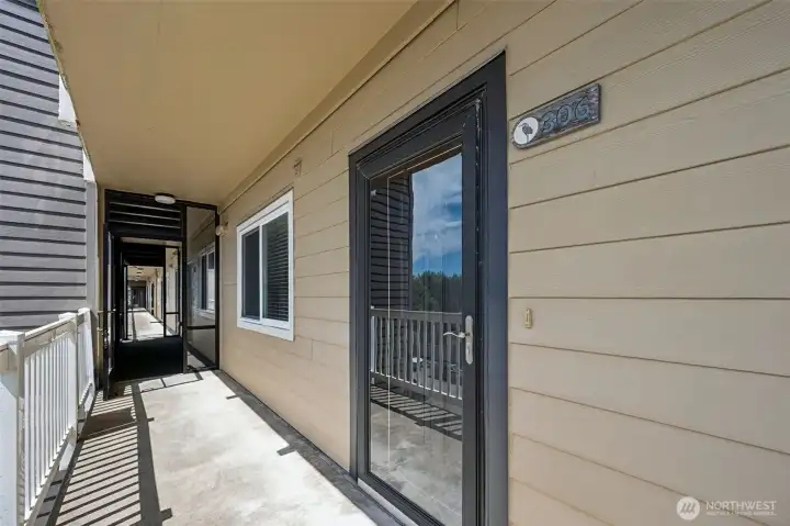 You can see peek-a-boo views of the bay from your front door.