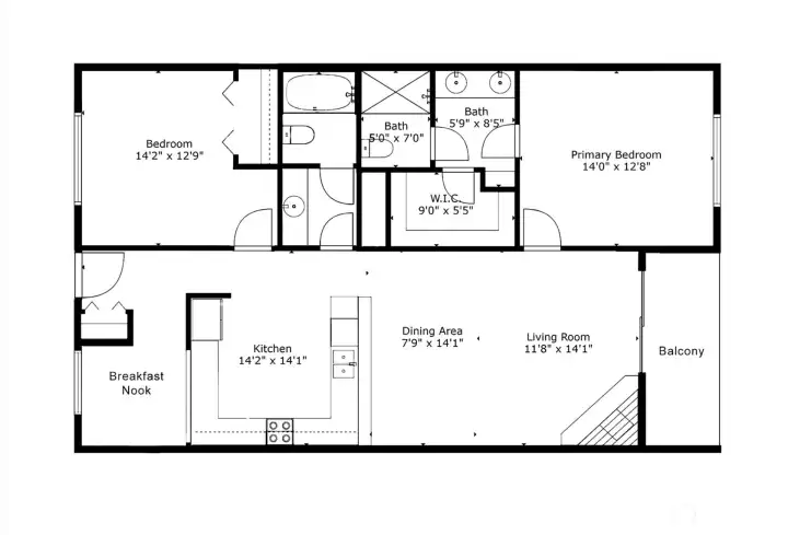 The condos spacious floor plan.