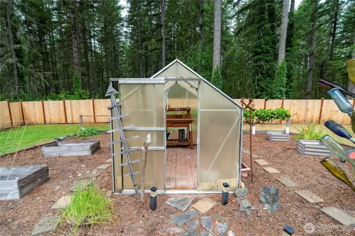 Greenhouse and raised beds is a gardeners dream