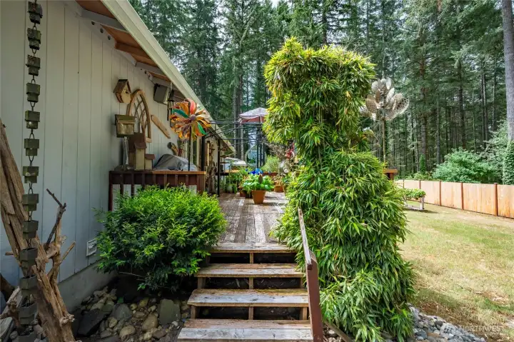 Sunshine deck for quiet mornings or backyard BBQ's.