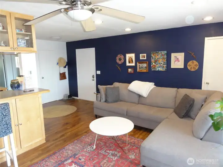 Inviting living room with views from the sofa couch.