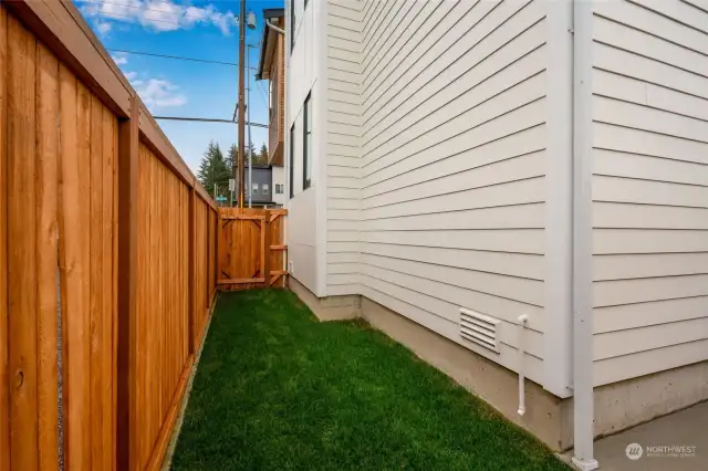 Fully fenced, private yard.
