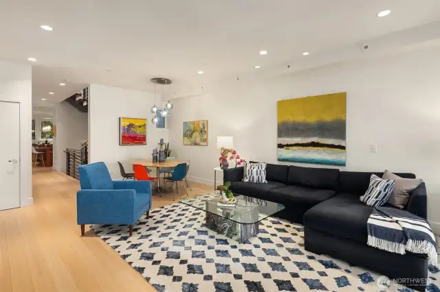 The flexible, sprawling space offers itself to your personal needs. The gourmet kitchen is steps from the dining room/living room spaces.