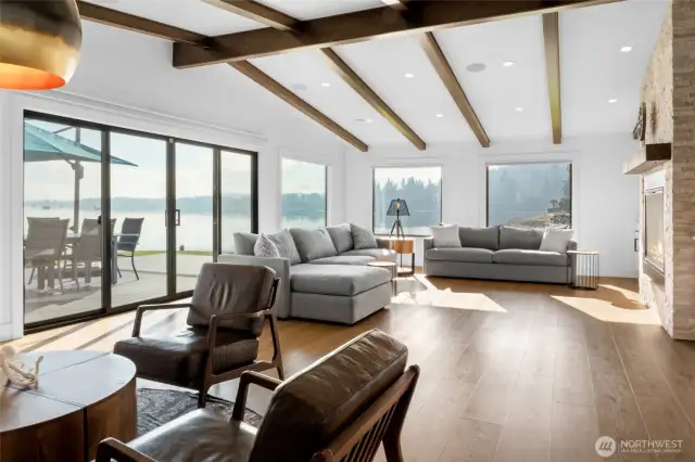 Next to the wet bar is a comfortable conversation pit - great for relaxing and visiting with loved ones.