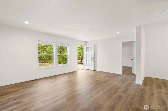 Enter the spacious family room