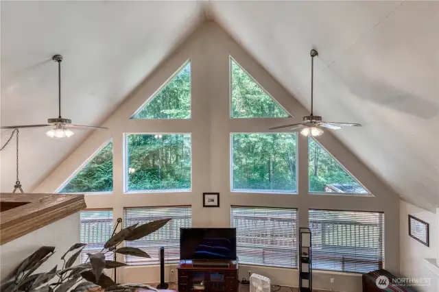 Looking out the windows from the primary suite in the loft.