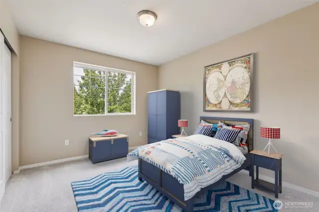 Guest bedroom 1. Virtually staged.