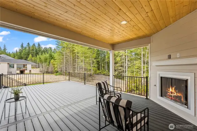 Exterior Deck, Fireplace and Covered Patio