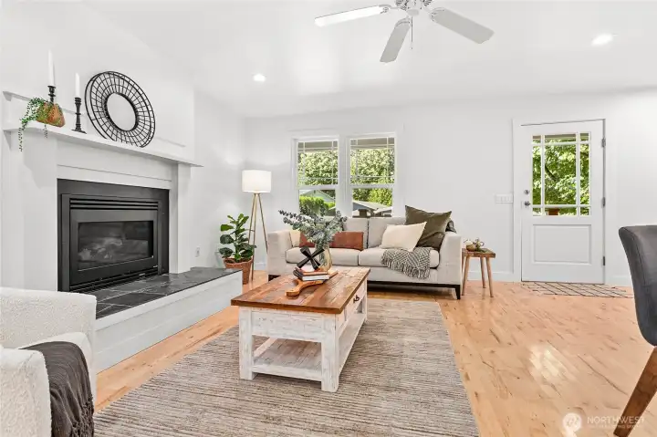 Cozy up to the propane fireplace on those cold evenings.